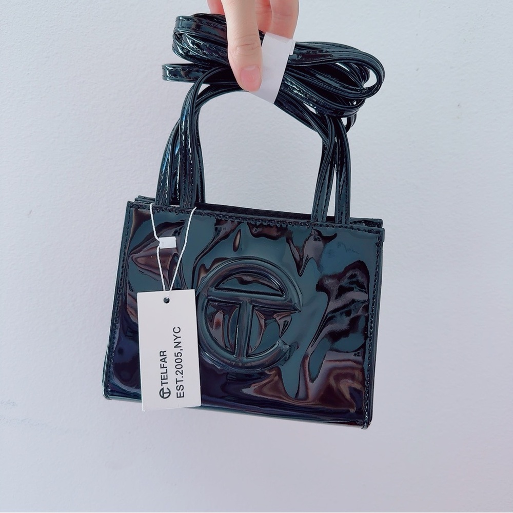 Non Authentic Telfar Small Black Glossy Bag